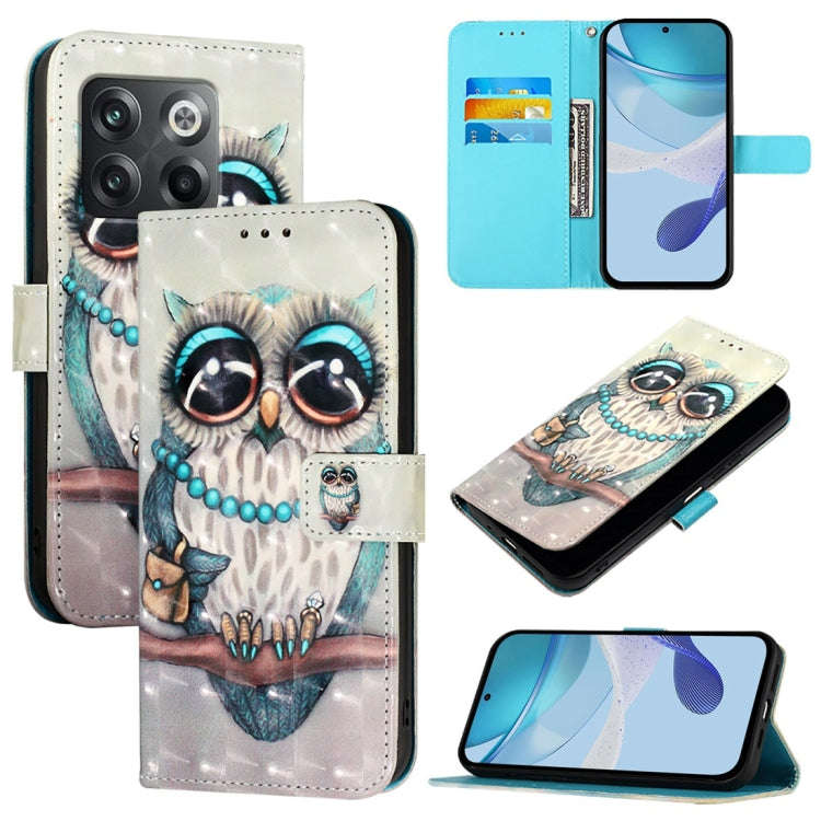 For OnePlus Ace Pro / 10T Global 3D Painting Horizontal Flip Leather Phone Case(Grey Owl)