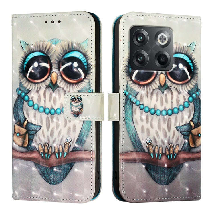 For OnePlus Ace Pro / 10T Global 3D Painting Horizontal Flip Leather Phone Case(Grey Owl)
