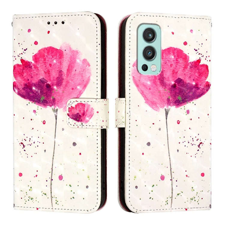 For OnePlus Nord 2 5G 3D Painting Horizontal Flip Leather Phone Case(Flower)