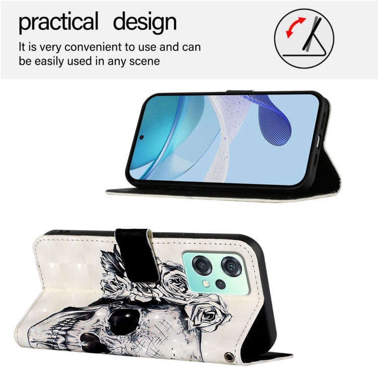 For OnePlus Nord 2 Lite / Nord CE 2 Lite 5G 3D Painting Horizontal Flip Leather Phone Case(Skull)