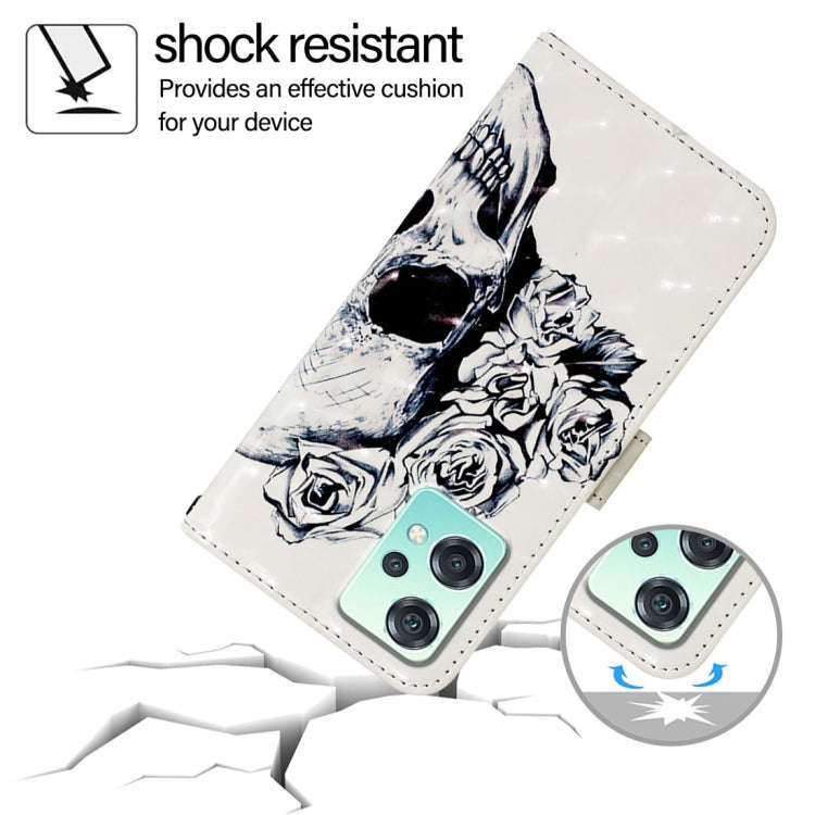 For OnePlus Nord 2 Lite / Nord CE 2 Lite 5G 3D Painting Horizontal Flip Leather Phone Case(Skull)
