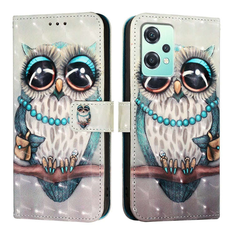 For OnePlus Nord 2 Lite / Nord CE 2 Lite 5G 3D Painting Horizontal Flip Leather Phone Case(Grey Owl)