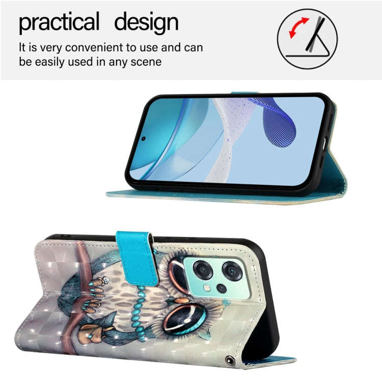 For OnePlus Nord 2 Lite / Nord CE 2 Lite 5G 3D Painting Horizontal Flip Leather Phone Case(Grey Owl)