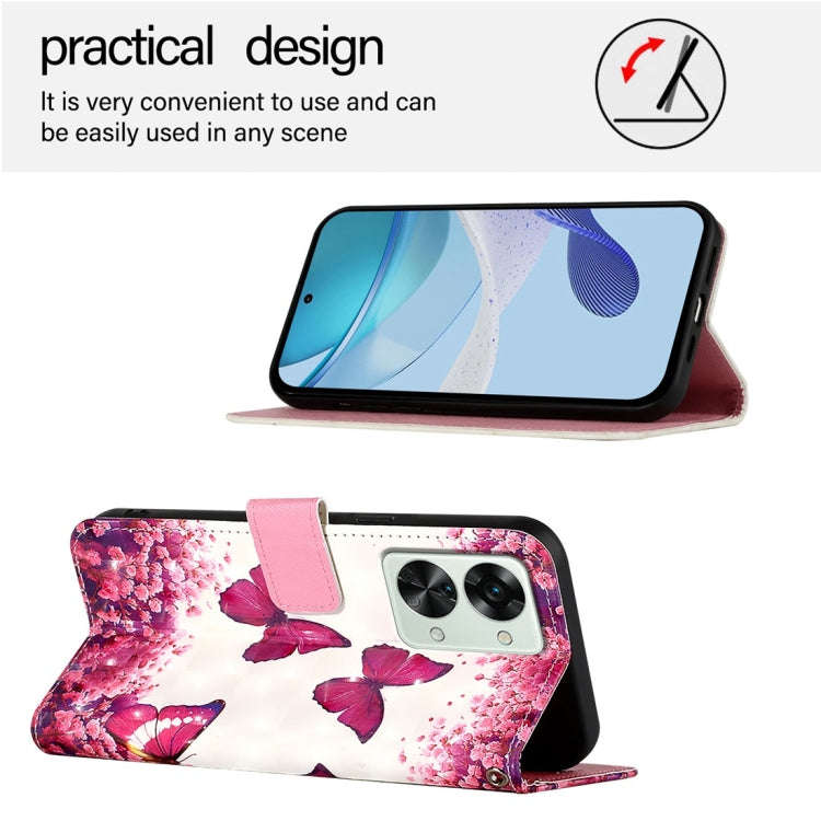 For OnePlus Nord 2T 3D Painting Horizontal Flip Leather Phone Case(Rose Butterfly)
