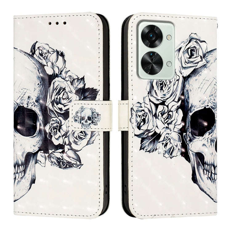 For OnePlus Nord 2T 3D Painting Horizontal Flip Leather Phone Case(Skull)
