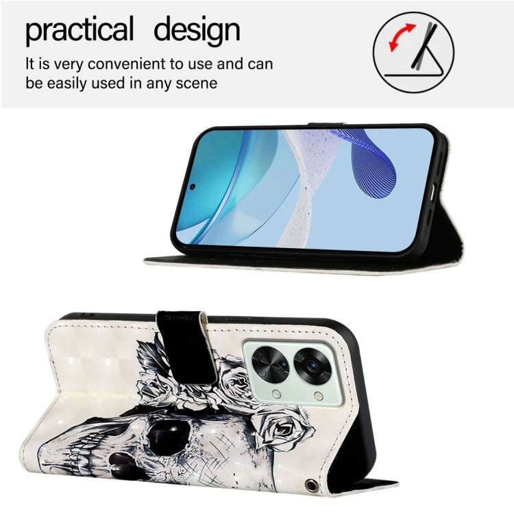 For OnePlus Nord 2T 3D Painting Horizontal Flip Leather Phone Case(Skull)