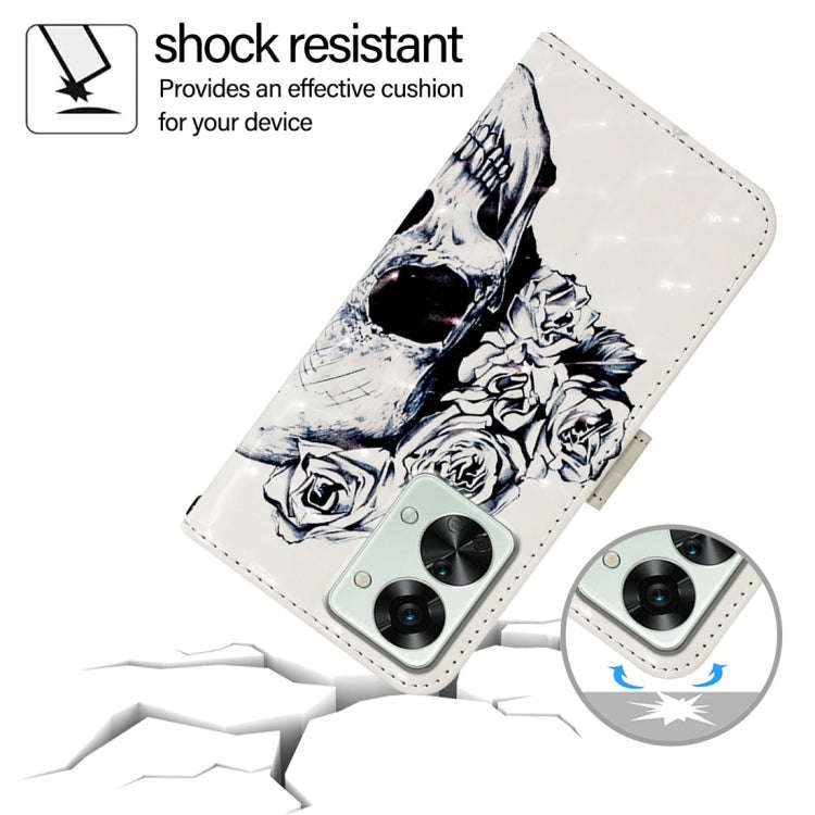 For OnePlus Nord 2T 3D Painting Horizontal Flip Leather Phone Case(Skull)