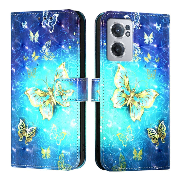 For OnePlus Nord CE 2 5G 3D Painting Horizontal Flip Leather Phone Case(Golden Butterfly)