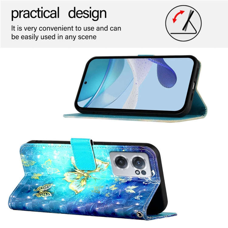 For OnePlus Nord CE 2 5G 3D Painting Horizontal Flip Leather Phone Case(Golden Butterfly)