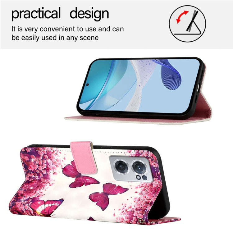 For OnePlus Nord CE 2 5G 3D Painting Horizontal Flip Leather Phone Case(Rose Butterfly)