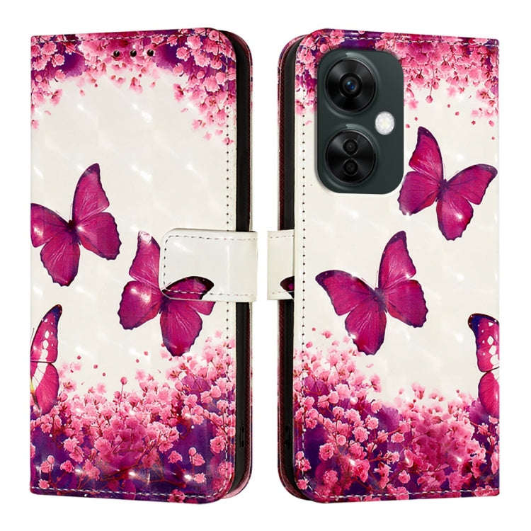 For OnePlus Nord CE 3 Lite / Nord N30 3D Painting Horizontal Flip Leather Phone Case(Rose Butterfly)
