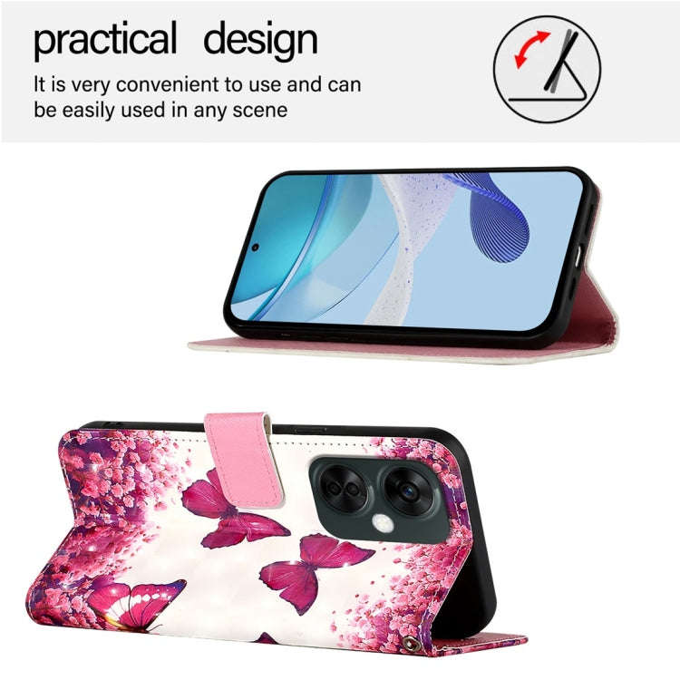 For OnePlus Nord CE 3 Lite / Nord N30 3D Painting Horizontal Flip Leather Phone Case(Rose Butterfly)