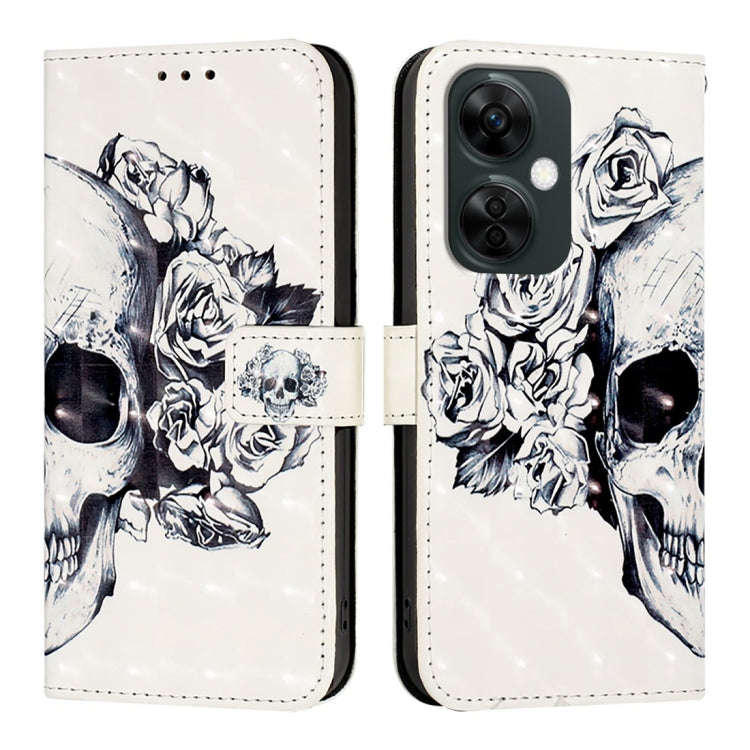 For OnePlus Nord CE 3 Lite / Nord N30 3D Painting Horizontal Flip Leather Phone Case(Skull)