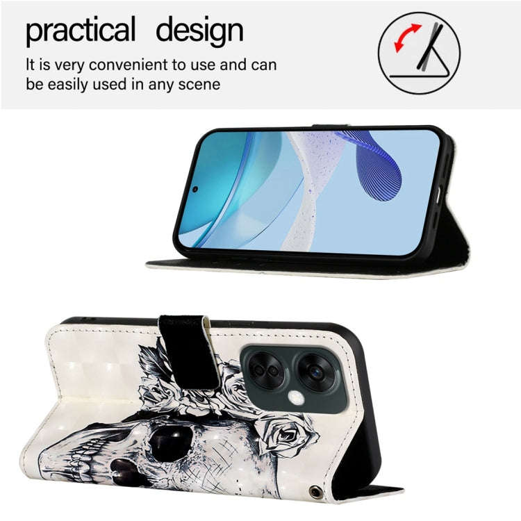 For OnePlus Nord CE 3 Lite / Nord N30 3D Painting Horizontal Flip Leather Phone Case(Skull)
