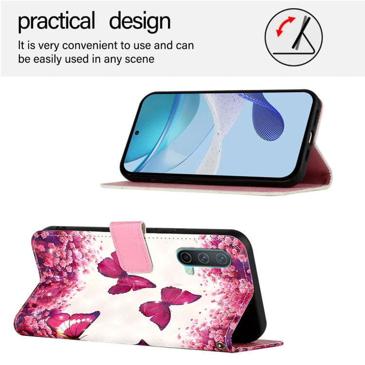 For OnePlus Nord CE 5G 3D Painting Horizontal Flip Leather Phone Case(Rose Butterfly)