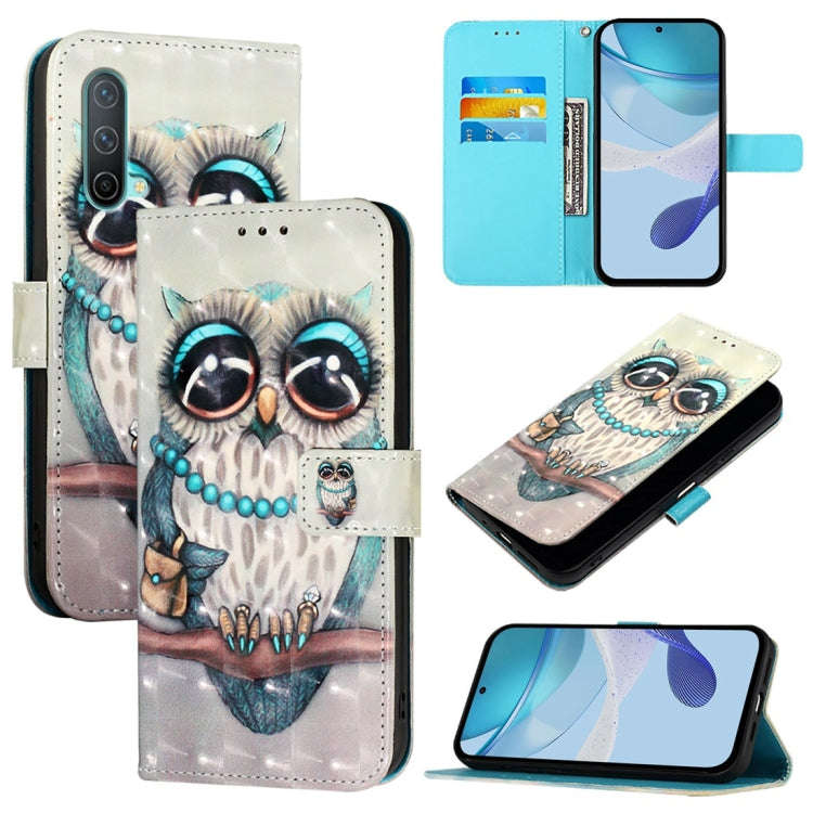 For OnePlus Nord CE 5G 3D Painting Horizontal Flip Leather Phone Case(Grey Owl)