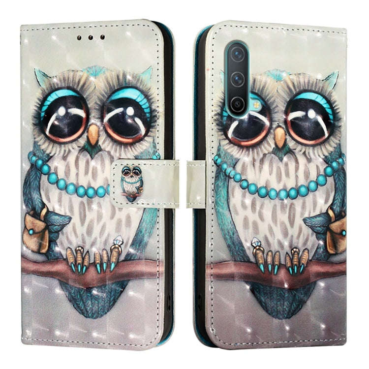 For OnePlus Nord CE 5G 3D Painting Horizontal Flip Leather Phone Case(Grey Owl)