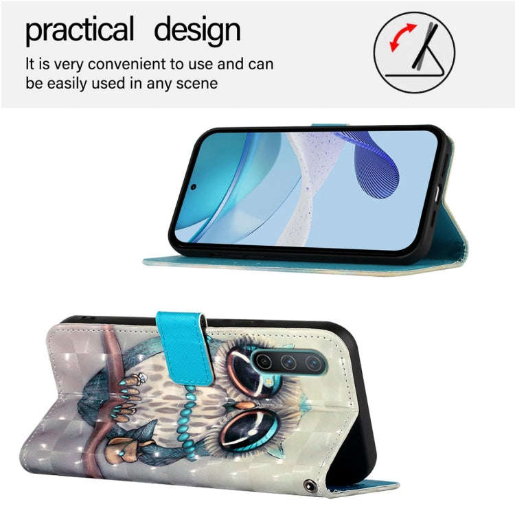 For OnePlus Nord CE 5G 3D Painting Horizontal Flip Leather Phone Case(Grey Owl)