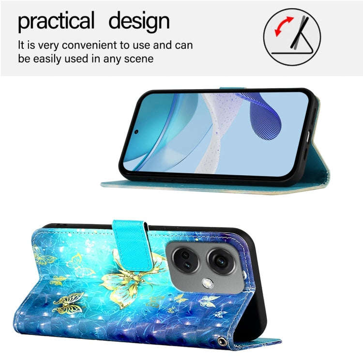 For OnePlus Nord CE3 India 3D Painting Horizontal Flip Leather Phone Case(Golden Butterfly)