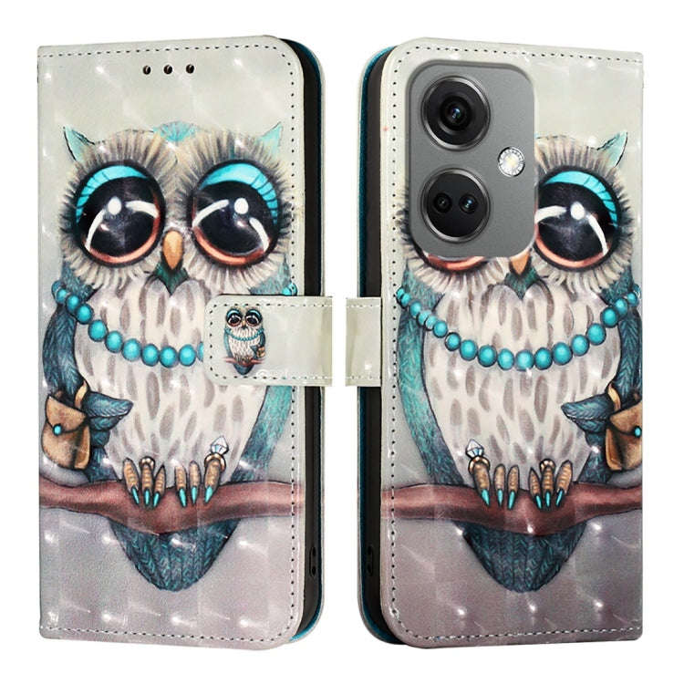 For OnePlus Nord CE3 India 3D Painting Horizontal Flip Leather Phone Case(Grey Owl)