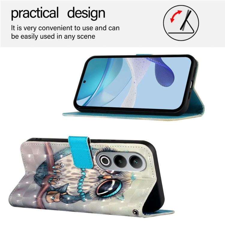For OnePlus Nord CE4 3D Painting Horizontal Flip Leather Phone Case(Grey Owl)