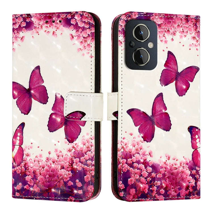 For OnePlus Nord N20 5G 3D Painting Horizontal Flip Leather Phone Case(Rose Butterfly)