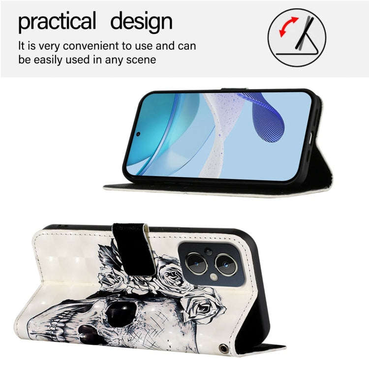 For OnePlus Nord N20 5G 3D Painting Horizontal Flip Leather Phone Case(Skull)