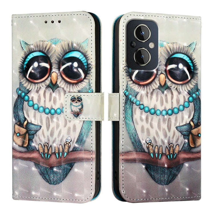 For OnePlus Nord N20 5G 3D Painting Horizontal Flip Leather Phone Case(Grey Owl)