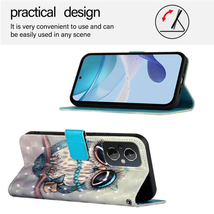 For OnePlus Nord N20 5G 3D Painting Horizontal Flip Leather Phone Case(Grey Owl)