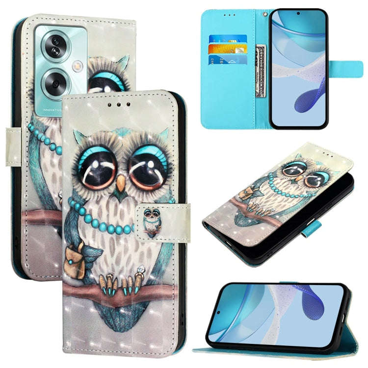 For OnePlus Nord N30 SE 3D Painting Horizontal Flip Leather Phone Case(Grey Owl)