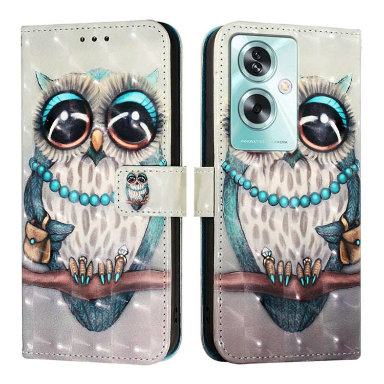 For OnePlus Nord N30 SE 3D Painting Horizontal Flip Leather Phone Case(Grey Owl)