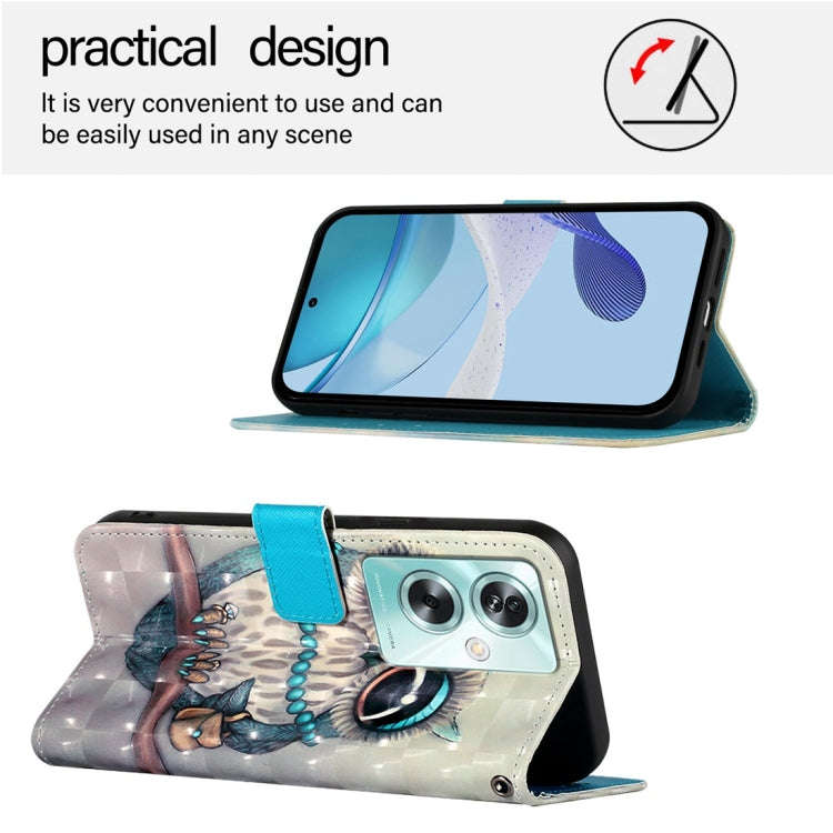 For OnePlus Nord N30 SE 3D Painting Horizontal Flip Leather Phone Case(Grey Owl)