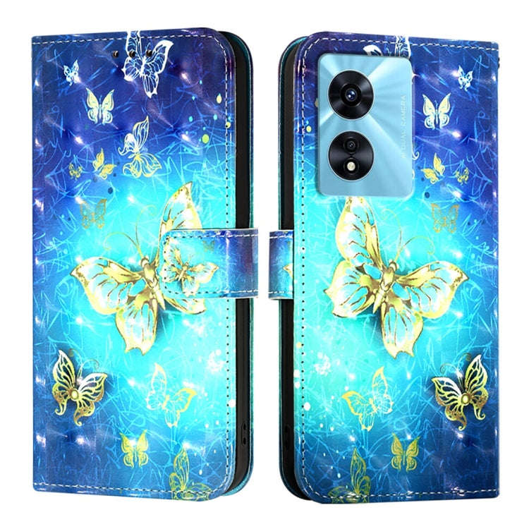 For OnePlus Nord N300 3D Painting Horizontal Flip Leather Phone Case(Golden Butterfly)
