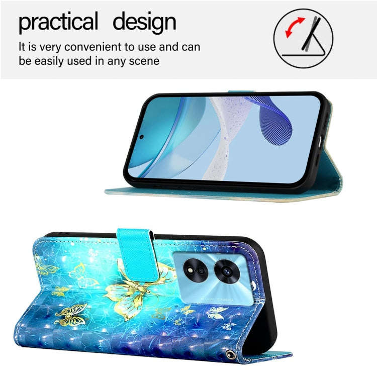 For OnePlus Nord N300 3D Painting Horizontal Flip Leather Phone Case(Golden Butterfly)