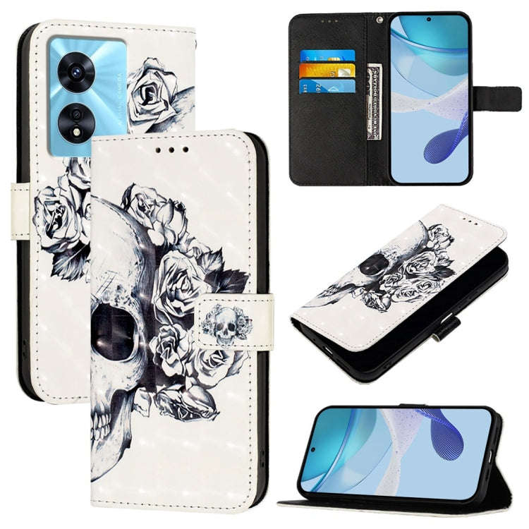 For OnePlus Nord N300 3D Painting Horizontal Flip Leather Phone Case(Skull)