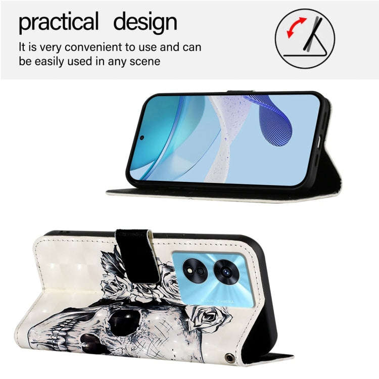For OnePlus Nord N300 3D Painting Horizontal Flip Leather Phone Case(Skull)