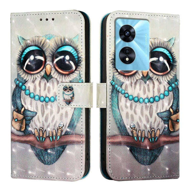 For OnePlus Nord N300 3D Painting Horizontal Flip Leather Phone Case(Grey Owl)