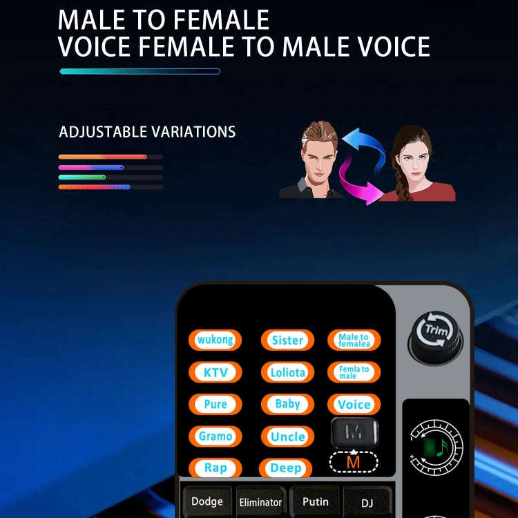 M13 Phone Live Broadcast Voice Changer Bluetooth Sound Card(Black)