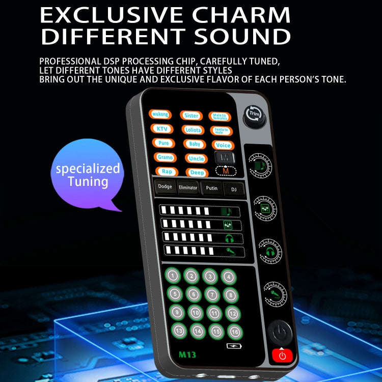 M13 Phone Live Broadcast Voice Changer Bluetooth Sound Card(Black)