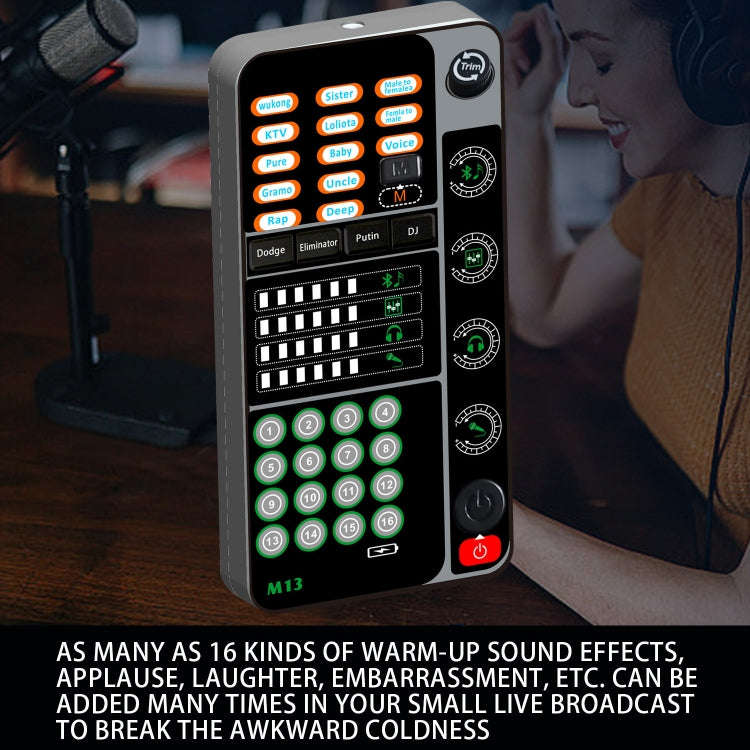 M13 Phone Live Broadcast Voice Changer Bluetooth Sound Card(Black)