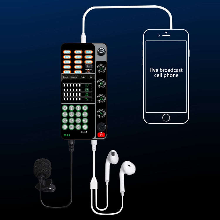 M13 Phone Live Broadcast Voice Changer Bluetooth Sound Card(Black)