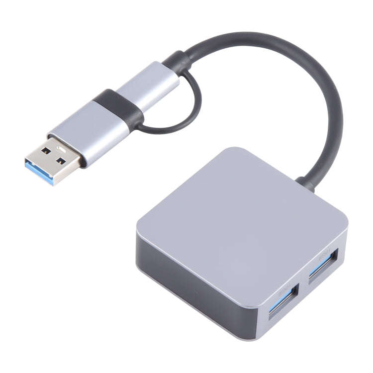 BYL-2320A 4 in 2 USB + USB-C / Type-C to USB + USB-C / Type-C 4 Port HUB Adapter(Grey)