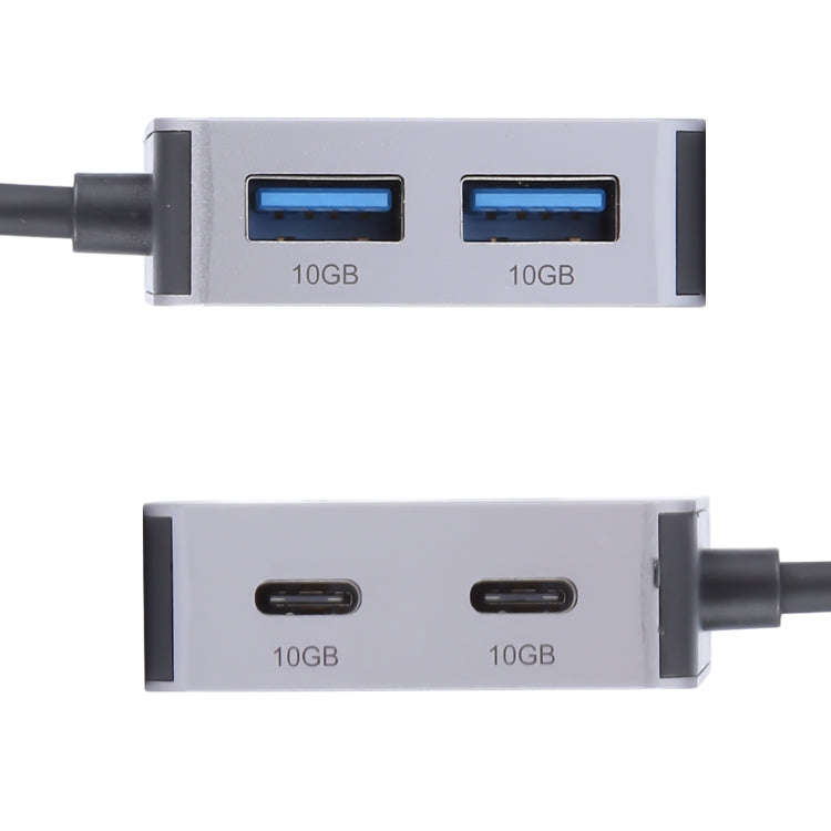 BYL-2320A 4 in 2 USB + USB-C / Type-C to USB + USB-C / Type-C 4 Port HUB Adapter(Grey)