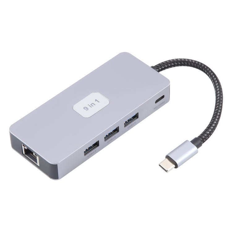 BYL-2318 9 in 1 USB-C / Type-C to USB3.0+Type-C+1000M Ethernet+HDTV+SD / TF Dual Card Slot Dockin...