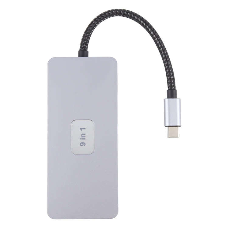 BYL-2318 9 in 1 USB-C / Type-C to USB3.0+Type-C+1000M Ethernet+HDTV+SD / TF Dual Card Slot Dockin...