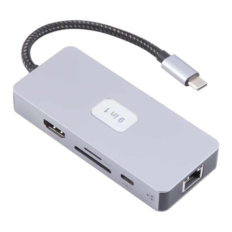 BYL-2318 9 in 1 USB-C / Type-C to USB3.0+Type-C+1000M Ethernet+HDTV+SD / TF Dual Card Slot Dockin...