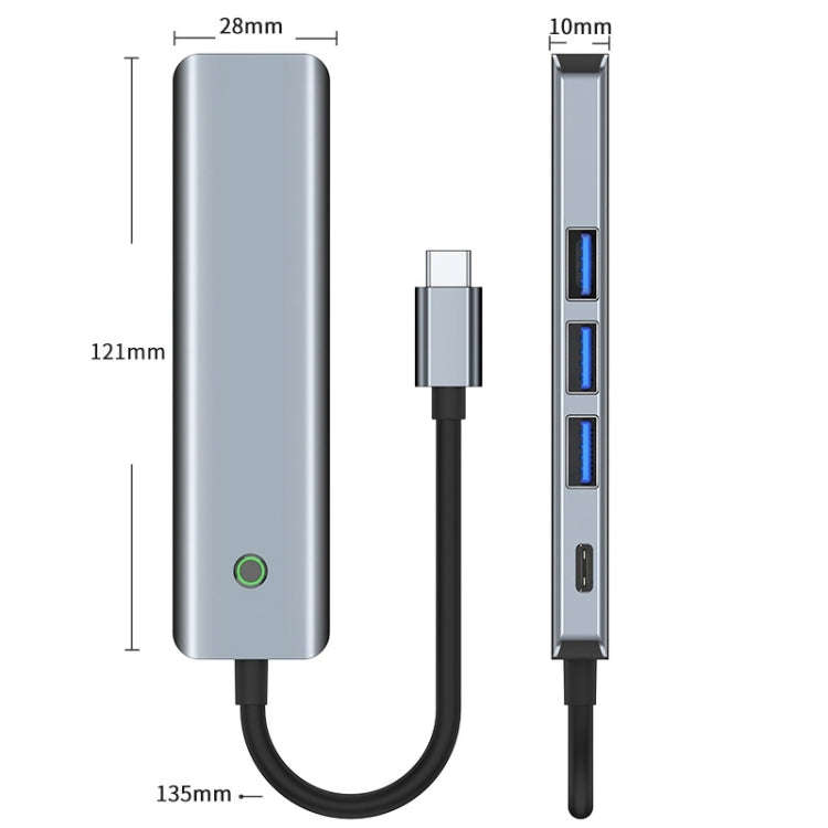 BYL-2319 5 in 1 USB-C / Type-C to USB3.0+USB-C / Type-C+HDTV Multi-function Docking Station(Grey)