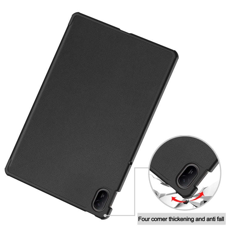 For Huawei Matepad SE 11 Custer Pure Color 3-Fold Holder Smart Leather Tablet Case(Black)