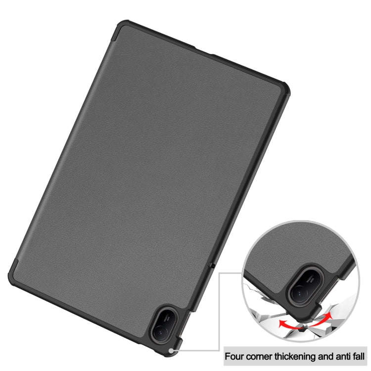 For Huawei Matepad SE 11 Custer Pure Color 3-Fold Holder Smart Leather Tablet Case(Grey)