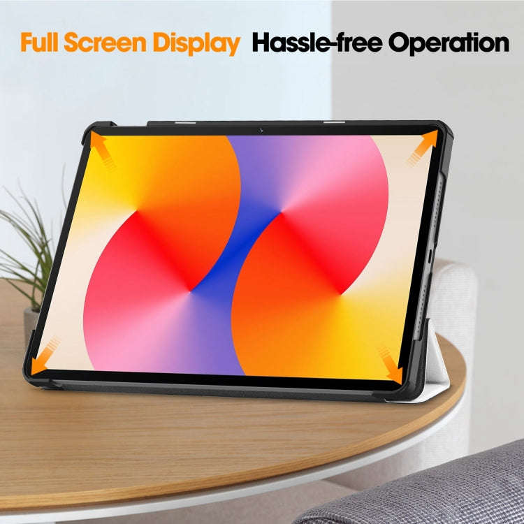 For Huawei Matepad SE 11 Painted 3-Fold Holder Smart Leather Tablet Case(Lazy Cat)